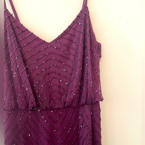 ADRIANNA PAPELL Art Deco Blouson Beaded Gown Size 6 - Picture 5 of 7